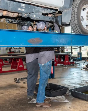 Heavy duty truck maintenance under vehicle