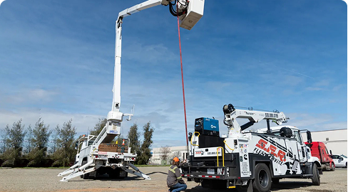 Aerial lift truck used for ANSI inspections